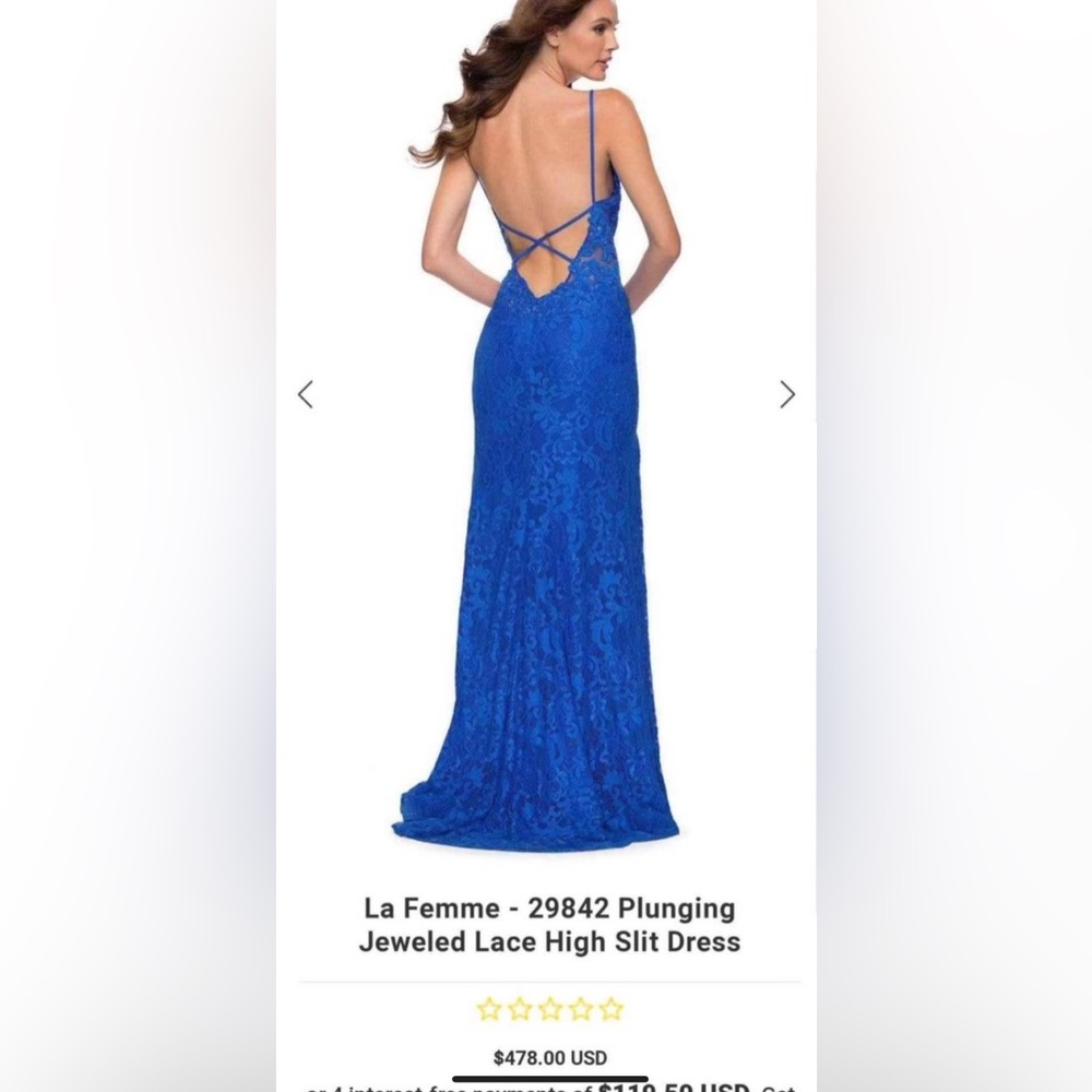 La Femme Royal Blue Lace Dress